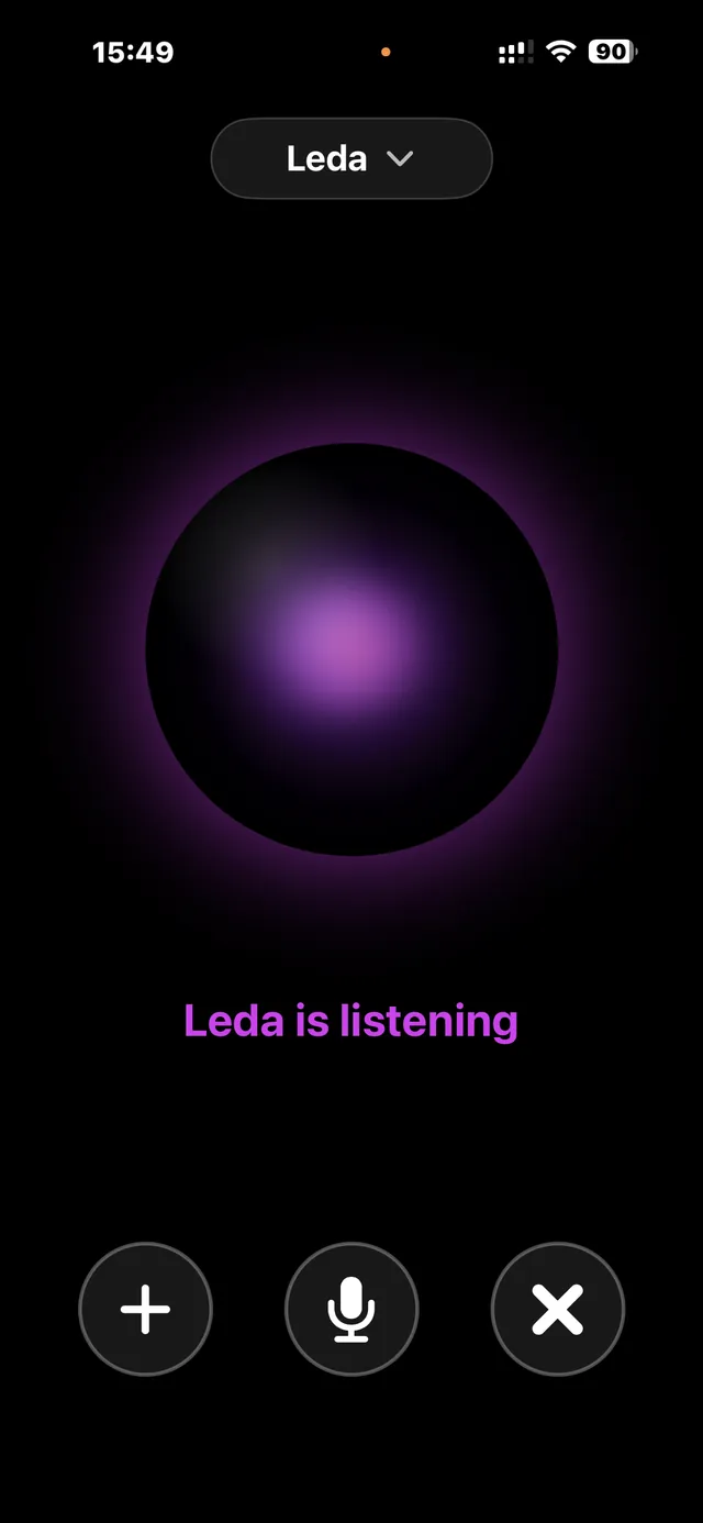 Chat LLM real-time voice chat screen with the Leda voice listening