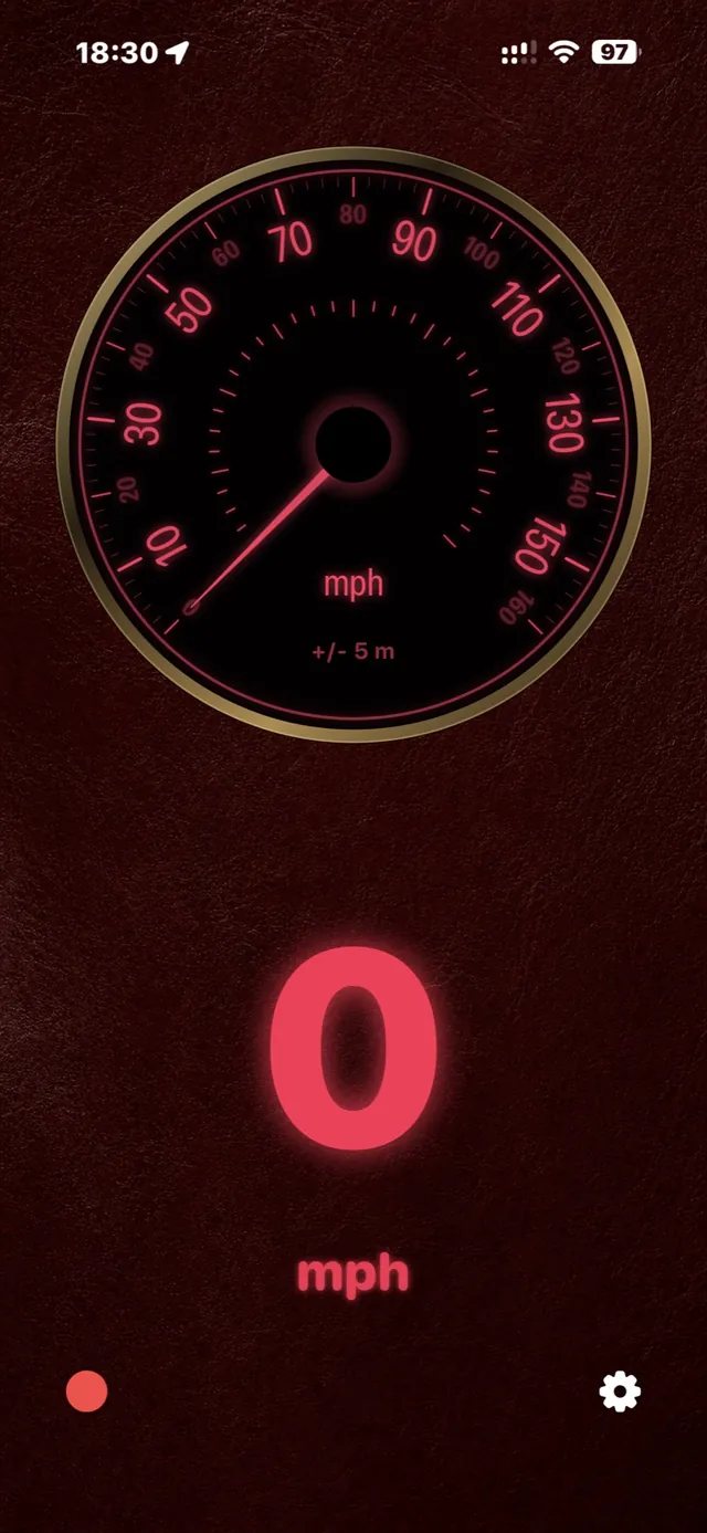 True Velocity speedometer with the Cerise dial on oxblood leather