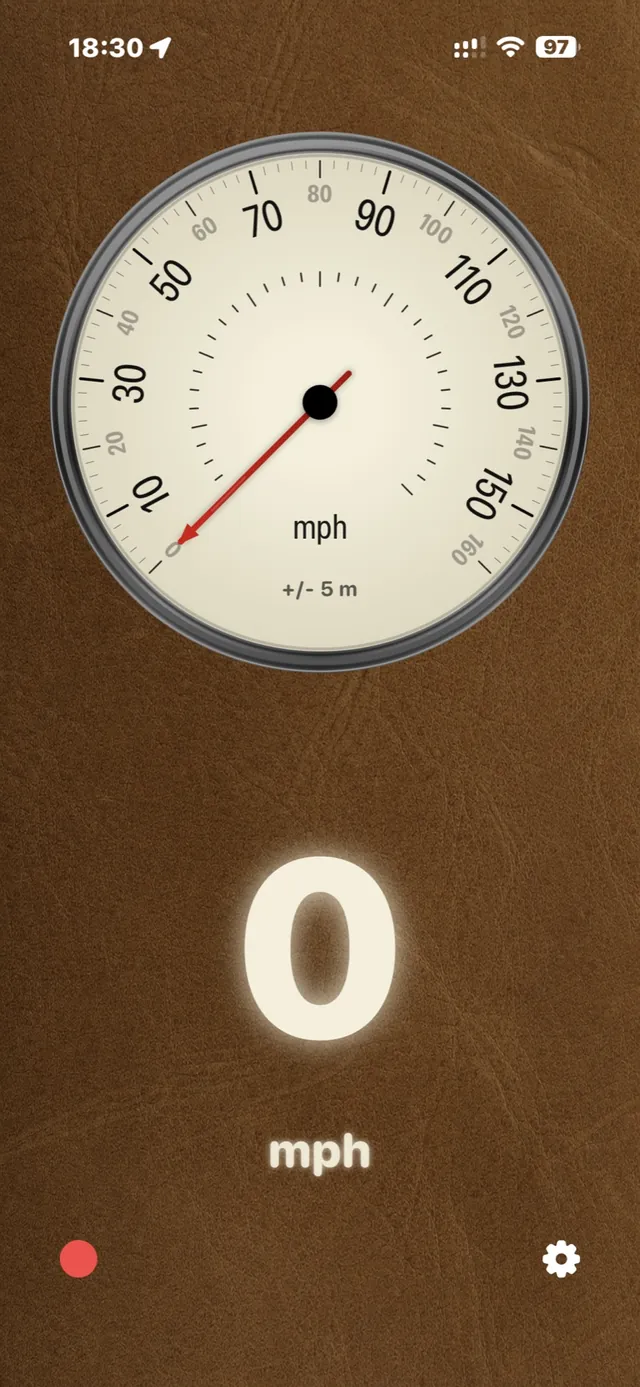 True Velocity speedometer with the Classic dial on tan leather